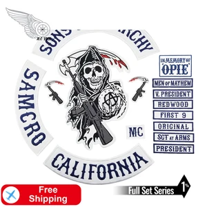 Нашивка с изображением сынов анархии, вышивка утюгом на мотоцикле, персонализированное рокерское имя, индивидуальная нашивка OPIE, одежда для байкеров аппликация