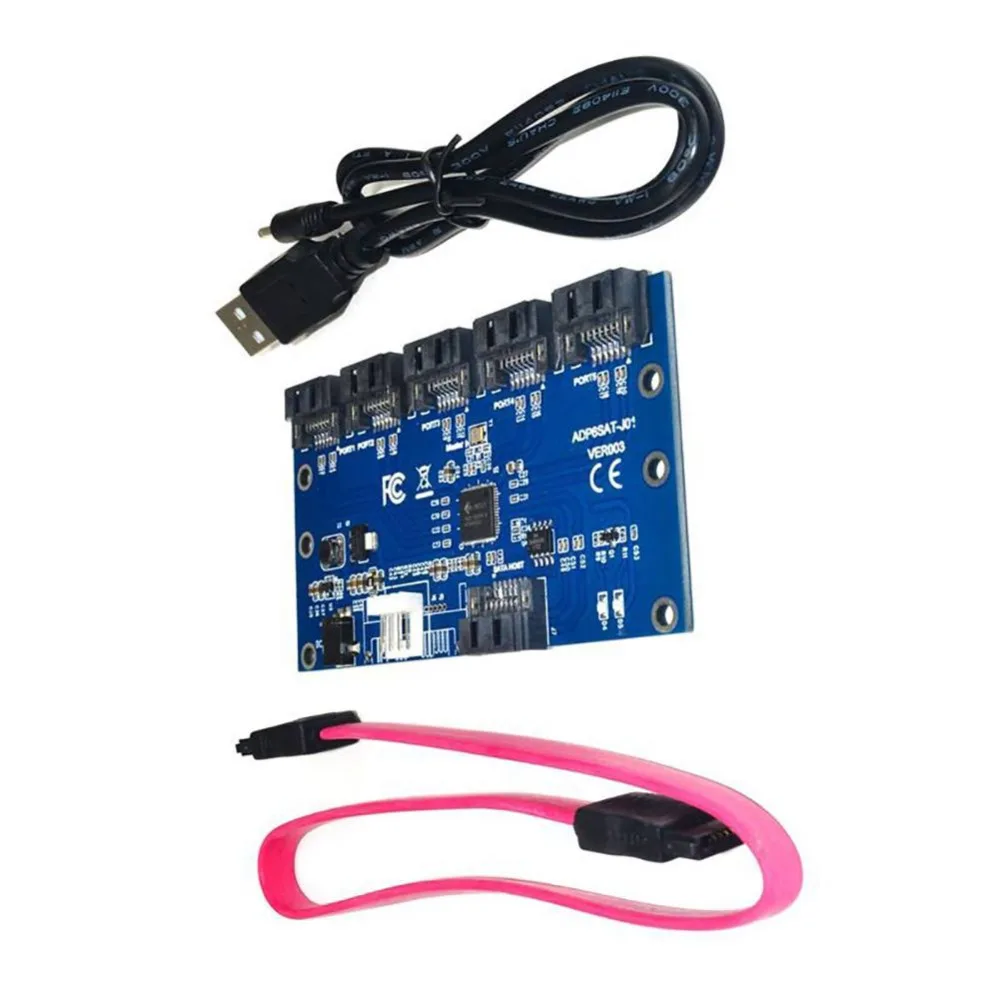 

SATA 1 to 5 Port Sata Expansion Card Adapter Converter sata Multiplier Riser card Hub SATA expansion card Hard disk Adapterc