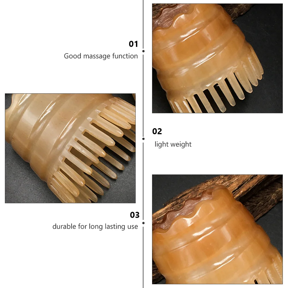

Natural Horn Comb Hair Smoothing Comb Head Massaging Tool Random Color