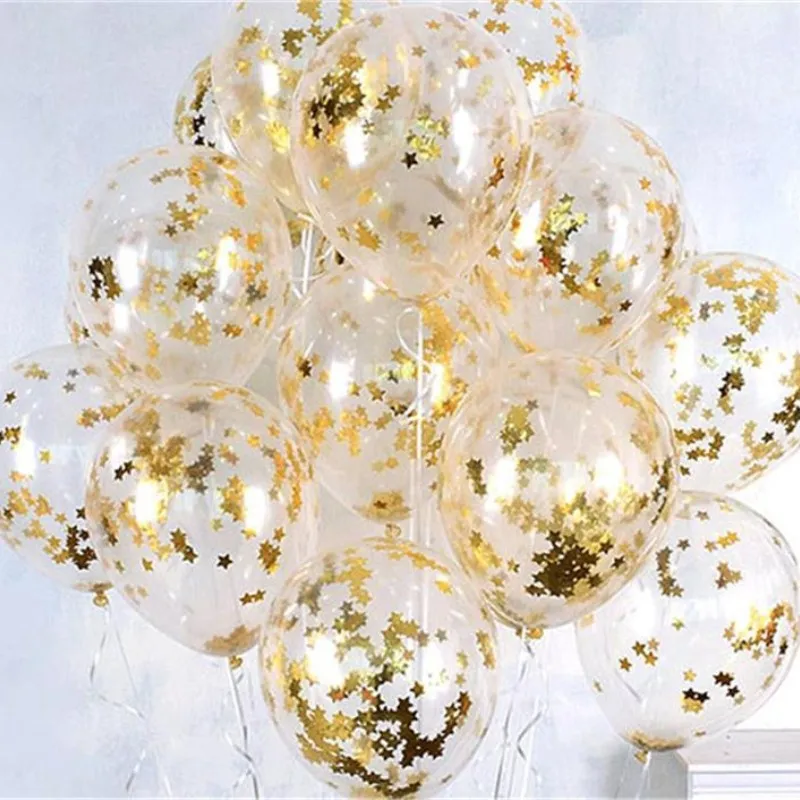 10 шт./лот 12 дюймов прозрачные конфетти шары золотые звезды балоны вечерние | Воздушные шары и аксессуары -4001038505189