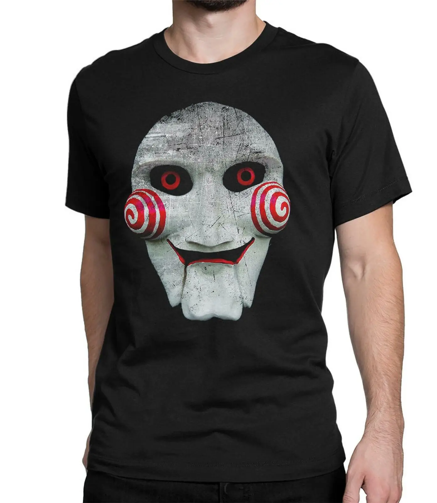 Увидел фильм футболка JigSaw кукла ужас черного цвета хлопковая одежда для сна