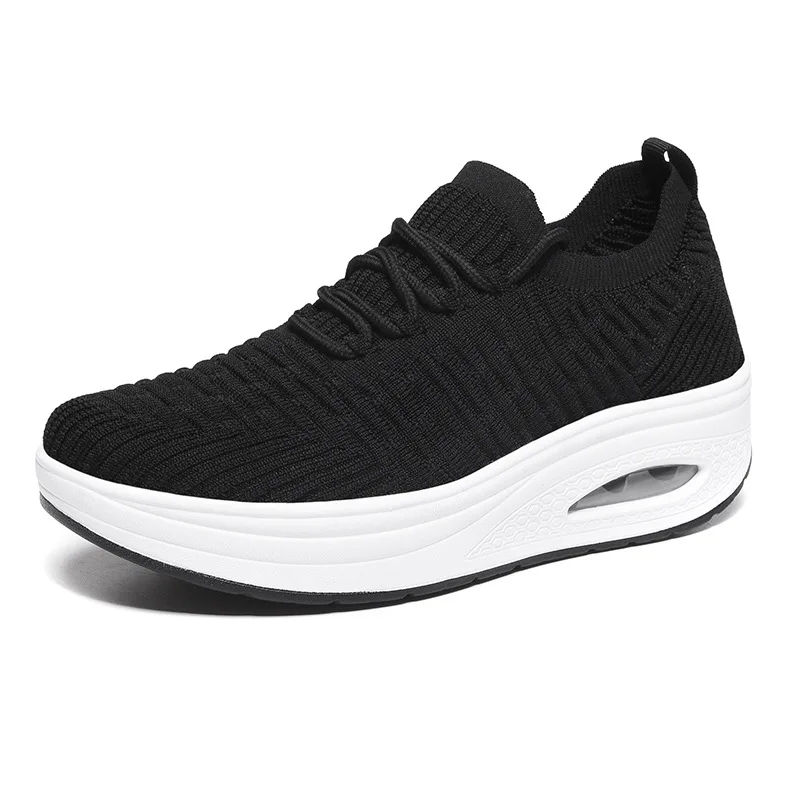 

Dropshipping Women Sneakers Spring Shoes Flat Slip on Platform Sneakers for Women Black Breathable Mesh Sock Sneakers Shoes