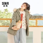 Парка SEMIR, женская зимняя одежда, новинка 2020, длинная куртка в гонконгском стиле с большим меховым воротником, толстая зимняя куртка с подкладкой