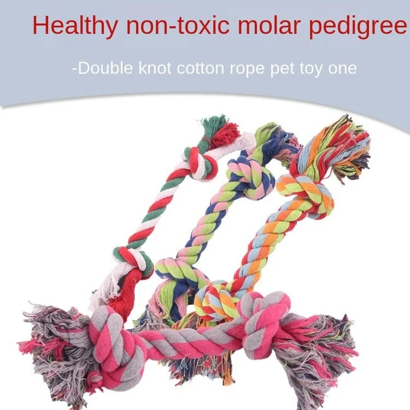 

Pet Dog Puppy Double knot cotton rope toy Clean Teeth Durable Braided Bone Rope Pet Molar Toy Pet Supplies dog toys