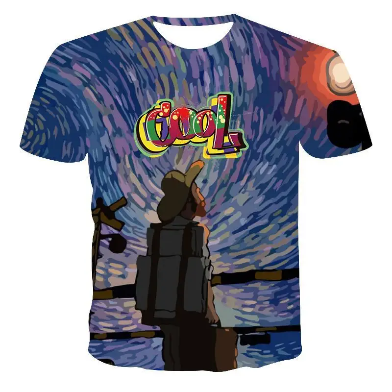 

New T -Shirt Men 'S High Quality Men 'S T -Shirt Short Sleeve Meteor Pattern 3d Printing Men 'S T-Shirt Fashion Handsome T-Shirt