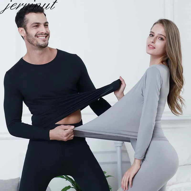 Jerrinut плюс размер кальсоны для женщин Мужчины 3XL 4XL 5XL 6XL комплект термобелья зимняя одежда женский мужской теплый костюм большой размер