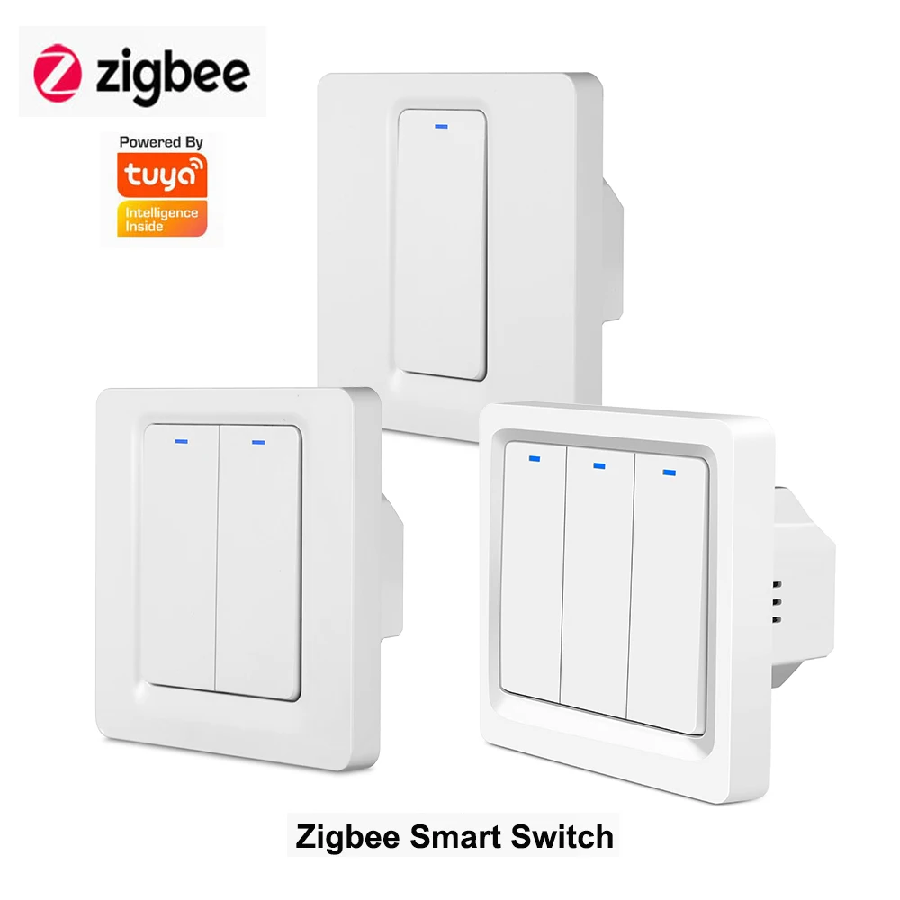 Смарт выключатель Tuya Zigbee настенный 220 В 1/2/3 клавиши голосовое
