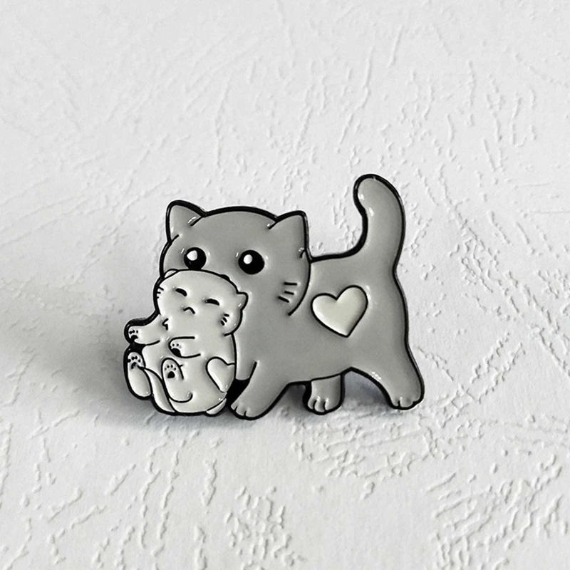 Эмалированные булавки в виде мультяшных звёзд Кот-Мама котенок детский подарок