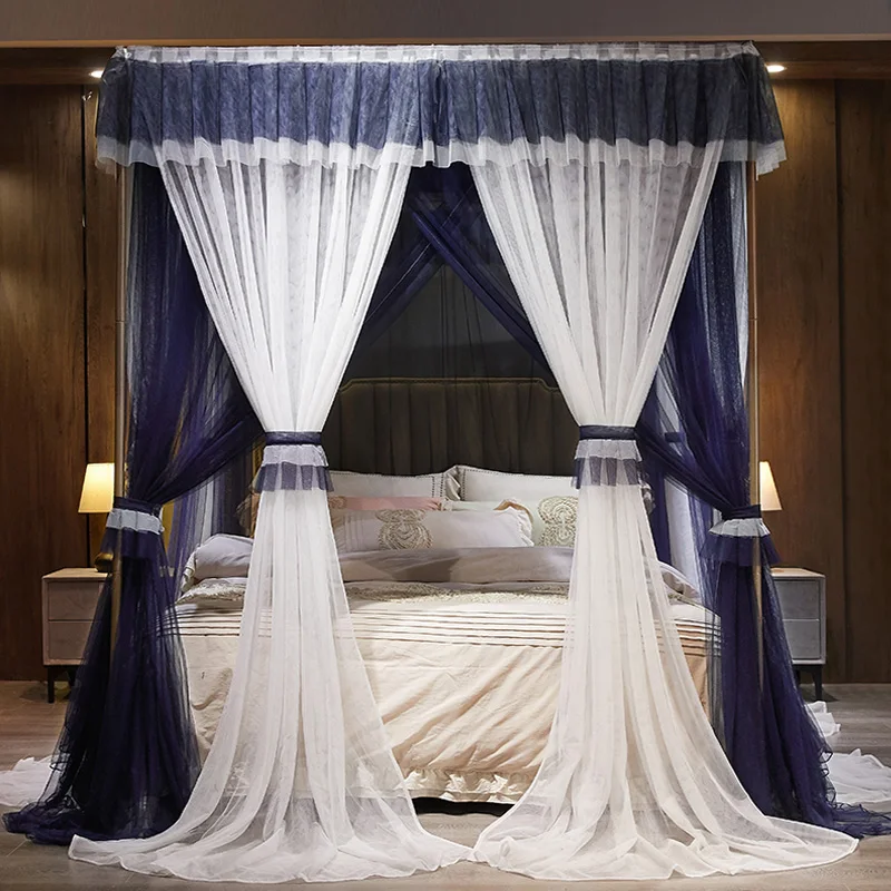 Dream mosquito net Four Corner Post cotton Canopy Bed Mosquito Net contain Wood grain frame for Twin Queen King | Дом и сад