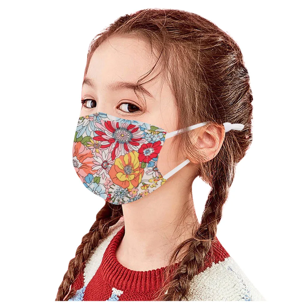 Детская маска Пылезащитная ветрозащитная с цветочным принтом Дымчатая защитная