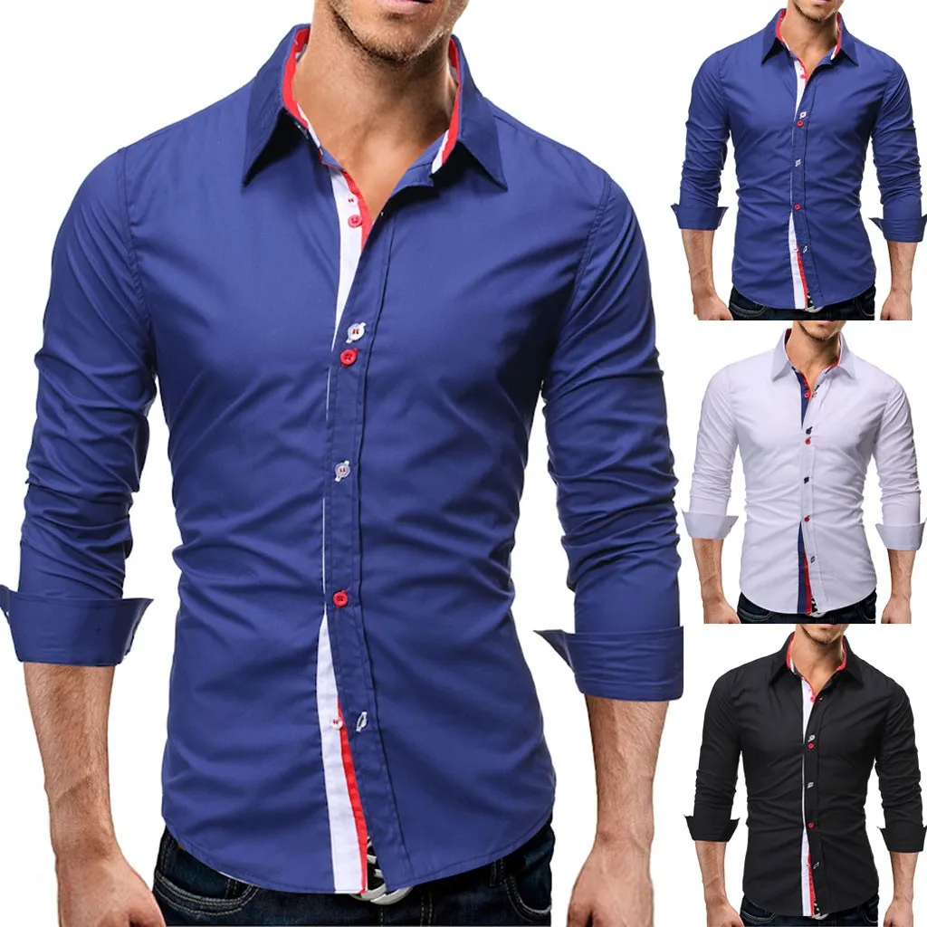 Деловая Мужская блузка для отдыха с модным принтом и отложным воротником рубашка