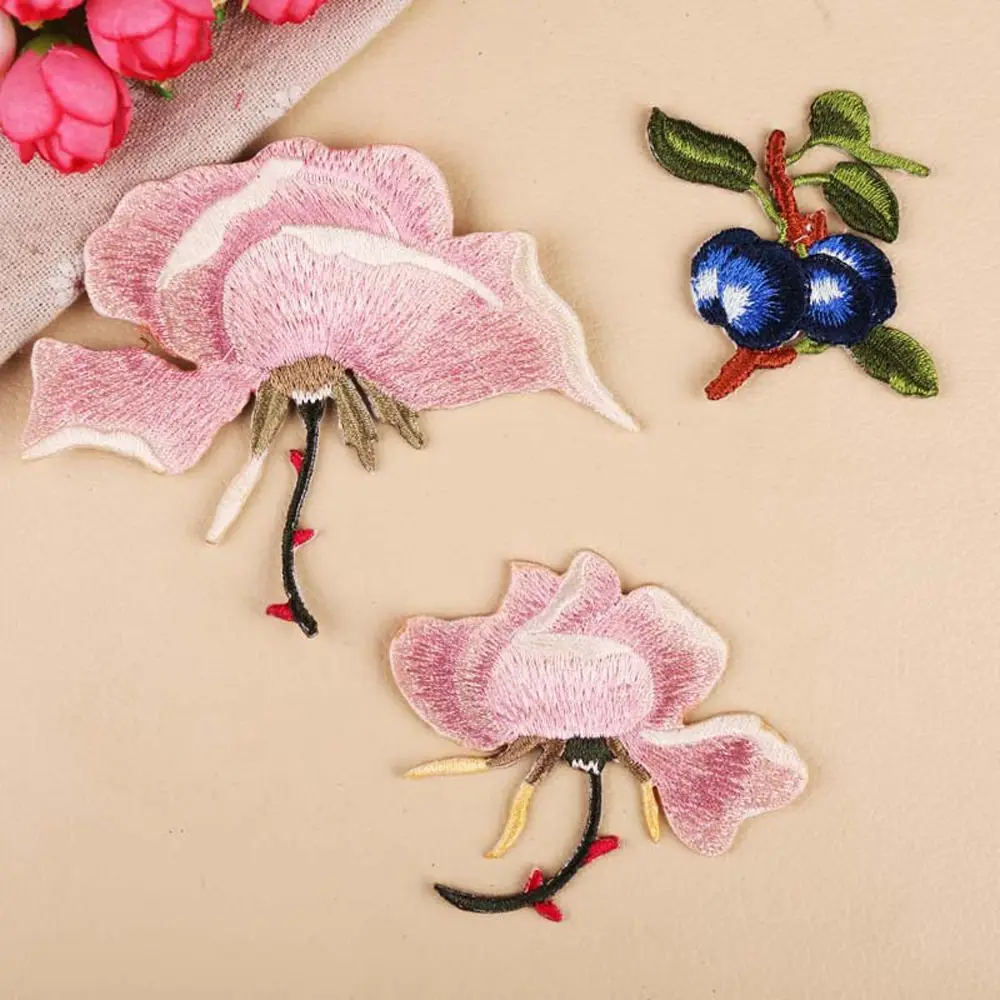 1pc Flower Embroidery Patches Iron On Sew Fabric Sticker Rose Shape Clothes Decor Appliques Craft Sewing Accessories | Дом и сад