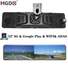 Автомобильный видеорегистратор HGDO, зеркало заднего вида 12 дюймов, 4G, Android 8,1, GPS, WiFi, 2 + 32 ГБ, FHD 1080P, видеорегистратор для вождения