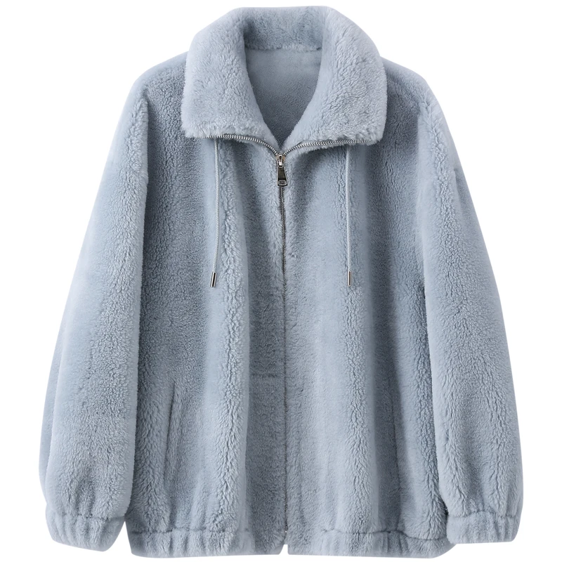 100% Australian Wool Granulated cashmere fur all in one cashmere plush coat women's new fur stand collar young style 2020