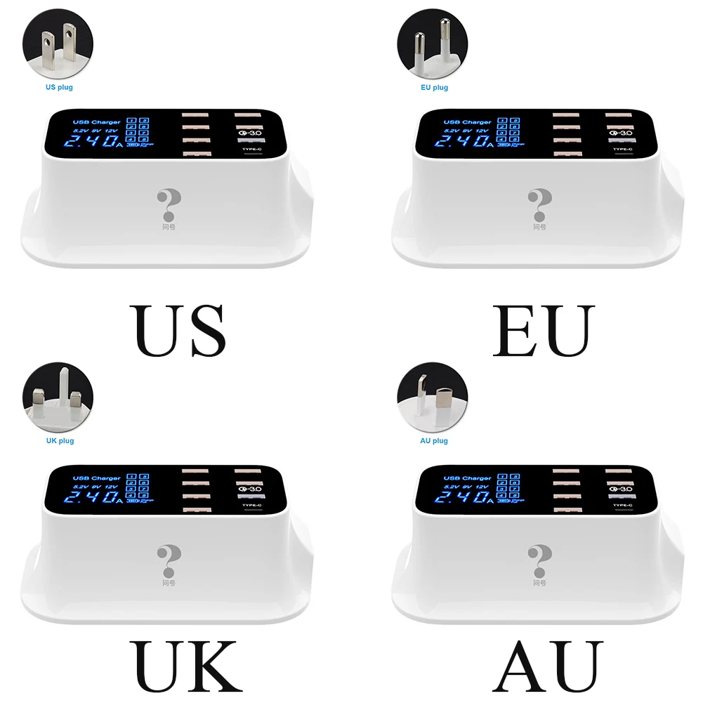 Офисное быстрое многопортовое Зарядное устройство USB для телефона дома lcd type-c