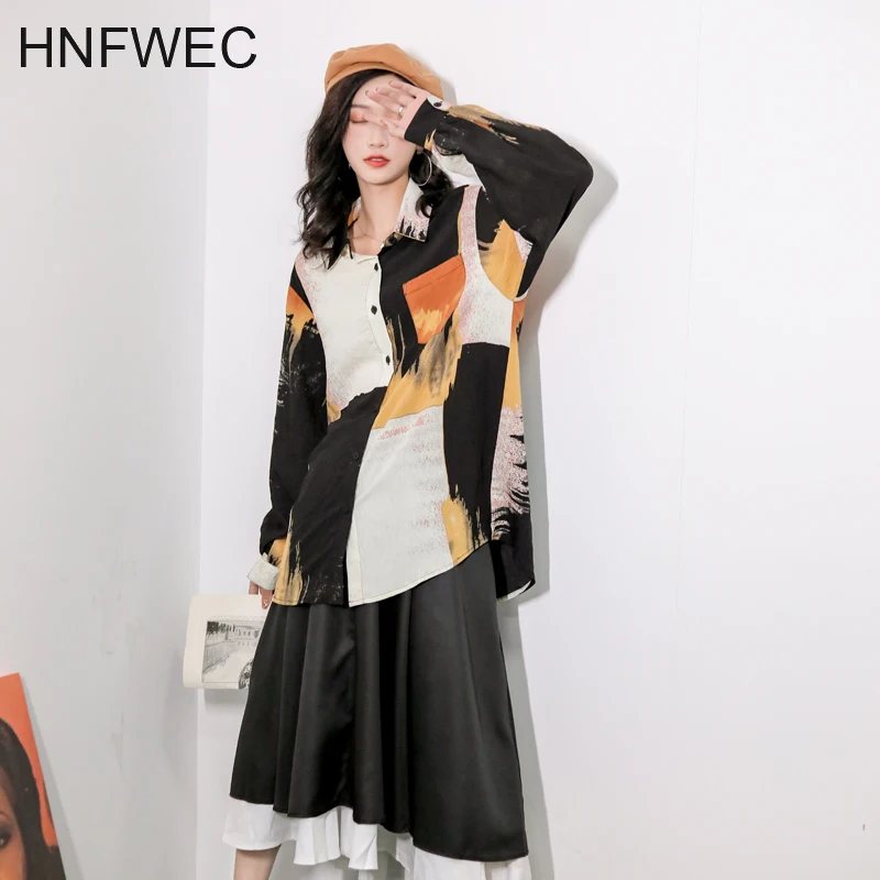 

Sunset Print Blouse Women 2020 Long Sleeve Collared Button Up Shirt Loose Colorblock Spring Clothes For Women T652