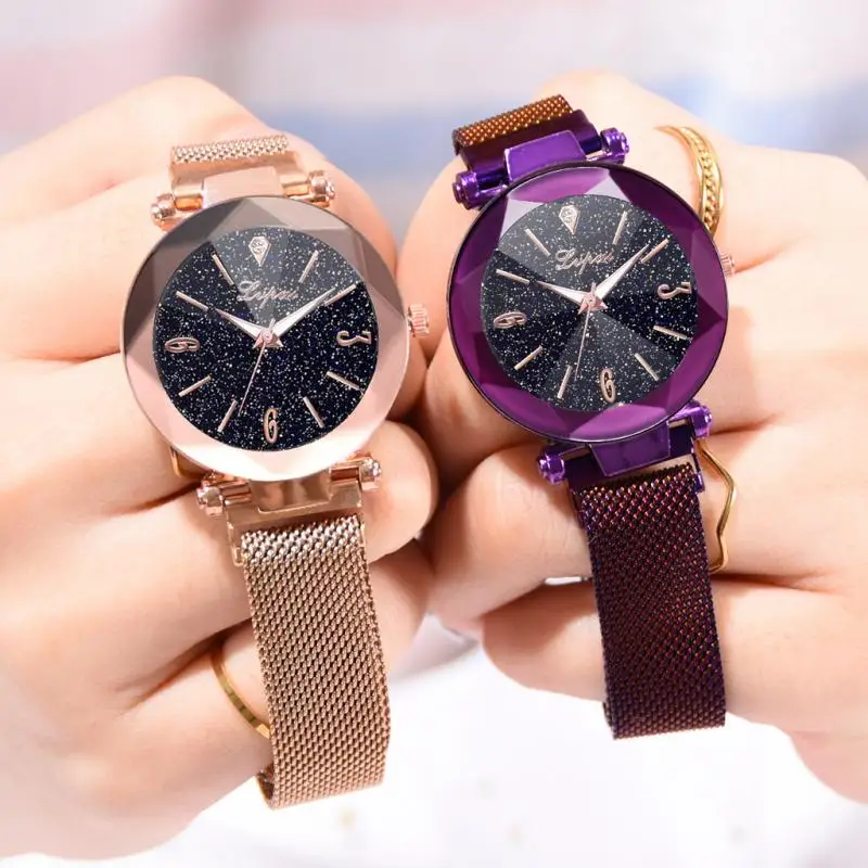 New Brand Luxury Women Watches Ladies Magnetic Starry Sky Clock 2019 Fashion Diamond Female Quartz Wristwatches Relogio Feminino | Наручные