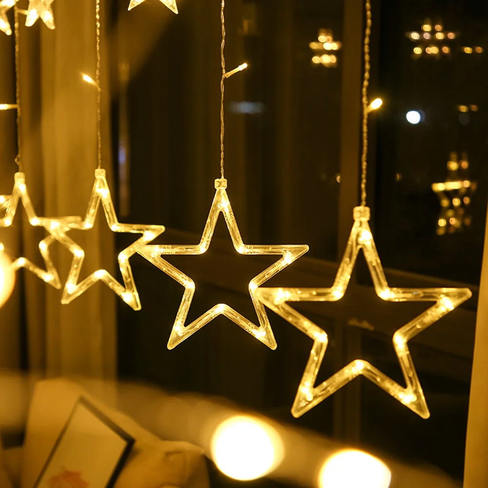 

Star Moon LED Curtain Light 8Mode String Home Lamp for Festival Decoration Garland Lamp Holiday Decoration For Home Bedroom