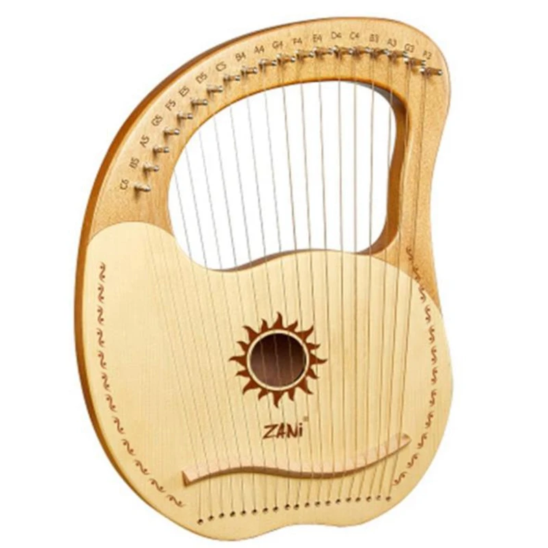 

ZANi Lyre Harp, греческая скрипка, 19-струнный инструмент из красного дерева Lyre, с ключом для настройки, уникальными узорами, для любителей музыки н...