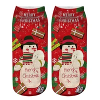 3d print funny cute cartoon santa claus unisex short socks creative colorful multiple snowman happy low ankle socks for women