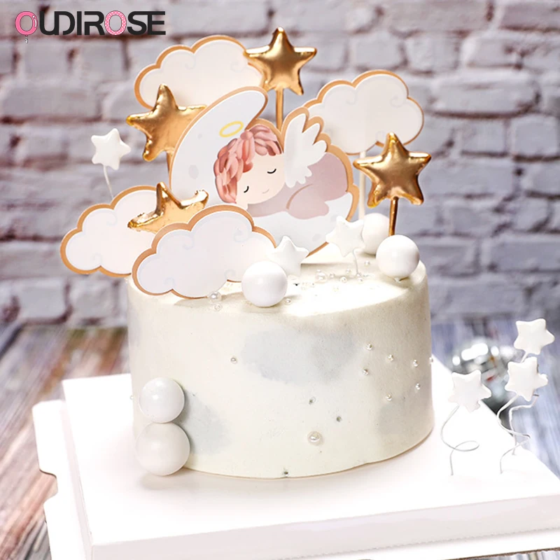 OUDIROSE Star Moon Boy Girl Cake Toppers Acrylic Cloud Cakes Top Flags Decoration Birthday Wedding Baby Shower Party Supplies | Дом и сад