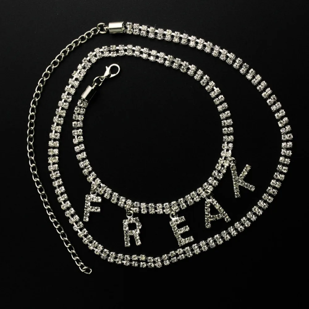 Стразы многослойная цепочка урод Гадкий анклет с буквами браслет для женщин