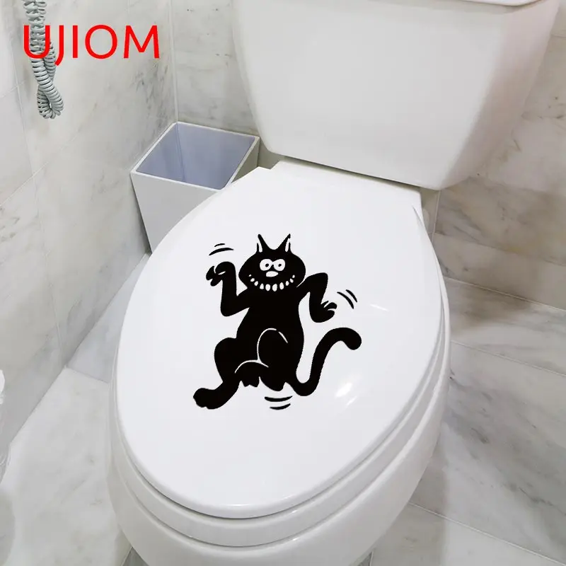 

UJIOM Funny Cat Wall Sticker Pattern Toilet Personality Furniture Stickers Waterproof Vinyl Bathroom Kitchen Decor Anime Decal
