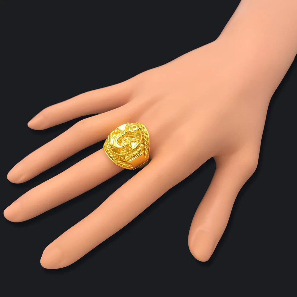 Винтажное позолоченное якорное кольцо мотоциклетная вечеринка антикварное