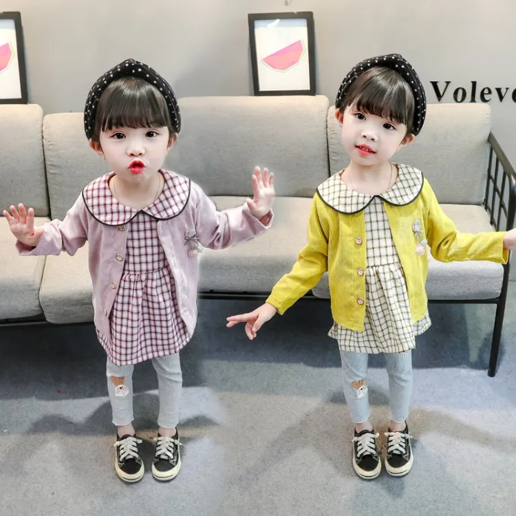 Весенне-осеннее платье для новорожденных Хлопковое малышей с ананасом нарядные