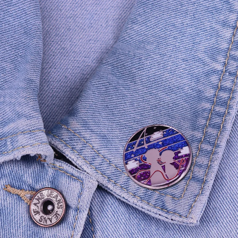 Блестящее звездное небо ваши имена жесткая эмалированная булавка романтическая