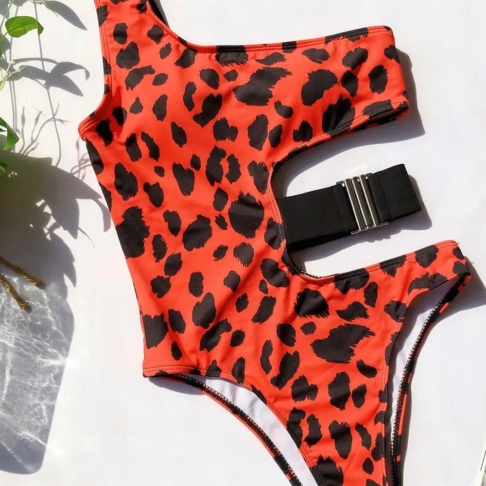Женский сексуальный цельный купальник с леопардовым принтом женский открытый