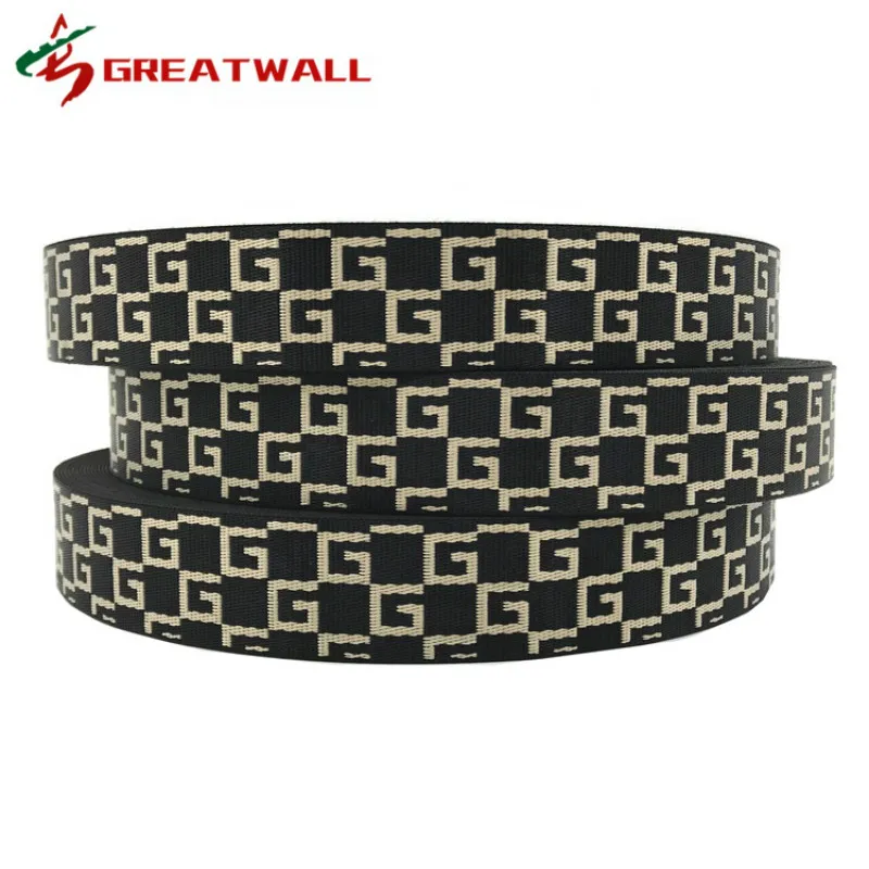 38mm width hot selling GG jacquard webbing nylon belt polyester DIY shoe material |