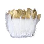 1 ярд, белые погруженные золотые гусиные перья, отделка бахромой около 6-8 дюймов, 50 шт., искусственные драгоценности для украшения домашвечерние праздничных платьев