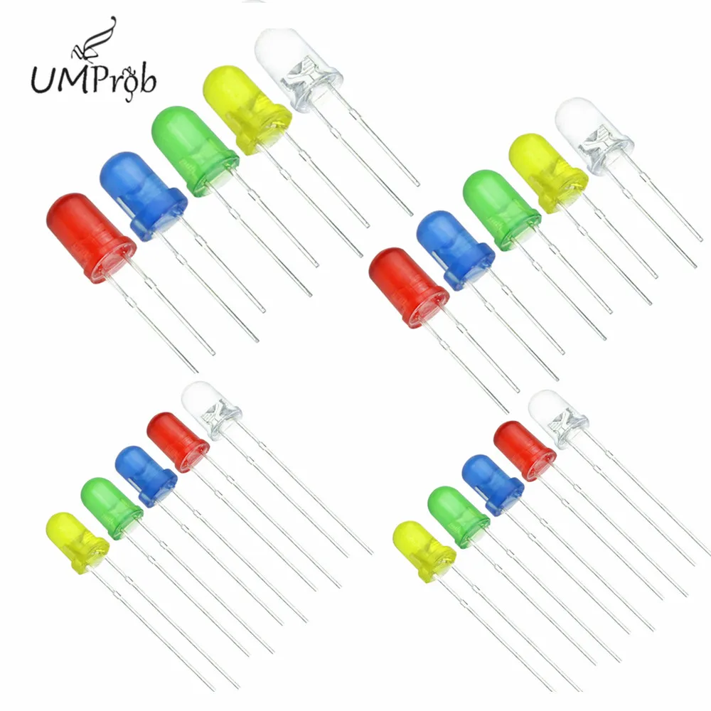 Набор светодиодных ламп 100 шт./лот смешанные цвета 3 мм 5 мм|Диоды| |