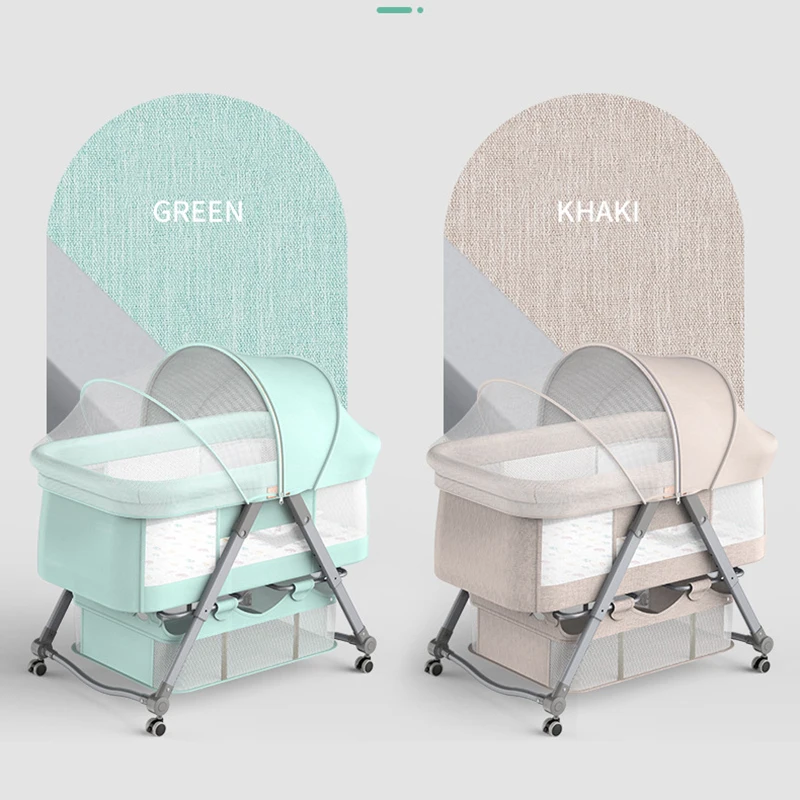 

Folding Crib Cradle Bed Stitching Big Bed Bb European Multifunctional Portable Crib Newborn Bed Rocking Baby Bassinet