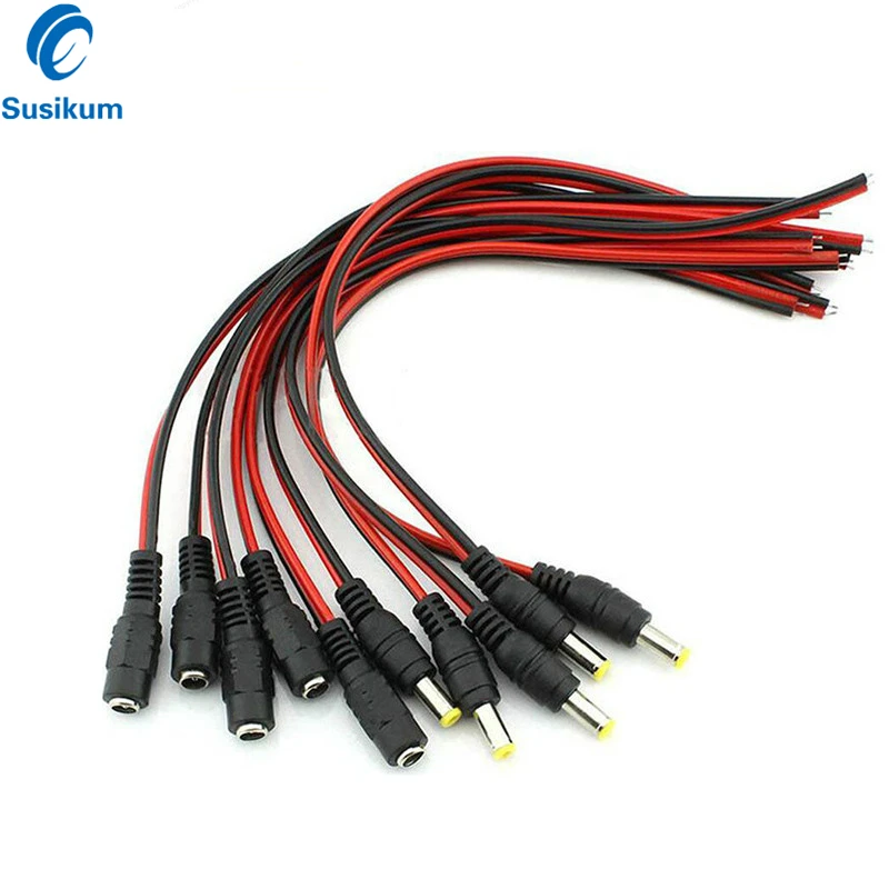 

Male Female DC Power Pigtail Cable Connector 5.5 x 2.1mm Plug Power Jack Wire Adapter CCTV Camera Accessories