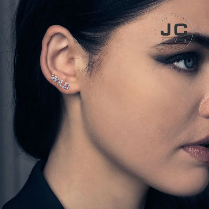 New Fashion Charms Silver 925 Original Engraving Mono 'Wild' Earring For Women With Logo Glamour Zircon Jewelry Gift | Украшения и