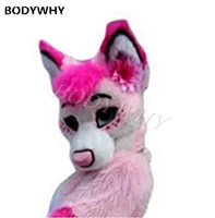 Luxury Furry Costume Xmas Long Pink Fursuit Husky Fox Dog Mascot Costume Cosplay Fancy Dress Outfit Customized Size