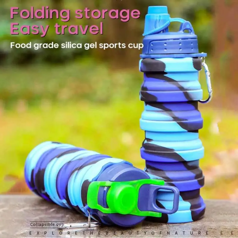 

Cycling Water Drink Bottle Creative Telescopic Portable Outdoor Drinkware Bottle 500ml Bicycle Foldable Water Bottle Leakproof