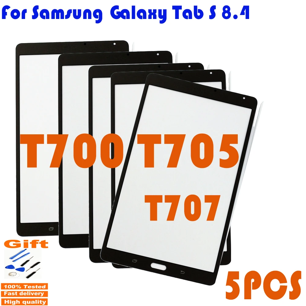 

5 шт. 8,4 ''сенсорный экран для Samsung Galaxy Tab S 8,4 T700 T705 T707 Переднее стекло сенсорного ЖК-экран внешняя панель SM-T700 Замена