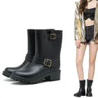Женские резиновые сапоги до середины икры с пряжкой и ремешком из ПВХ, женские резиновые сапоги, водонепроницаемые матовые резиновые сапоги, резиновые сапоги, женская обувь