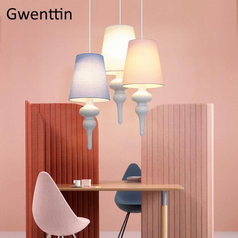 Скандинавский подвесной светильник современный тканевый светодиодный в стиле