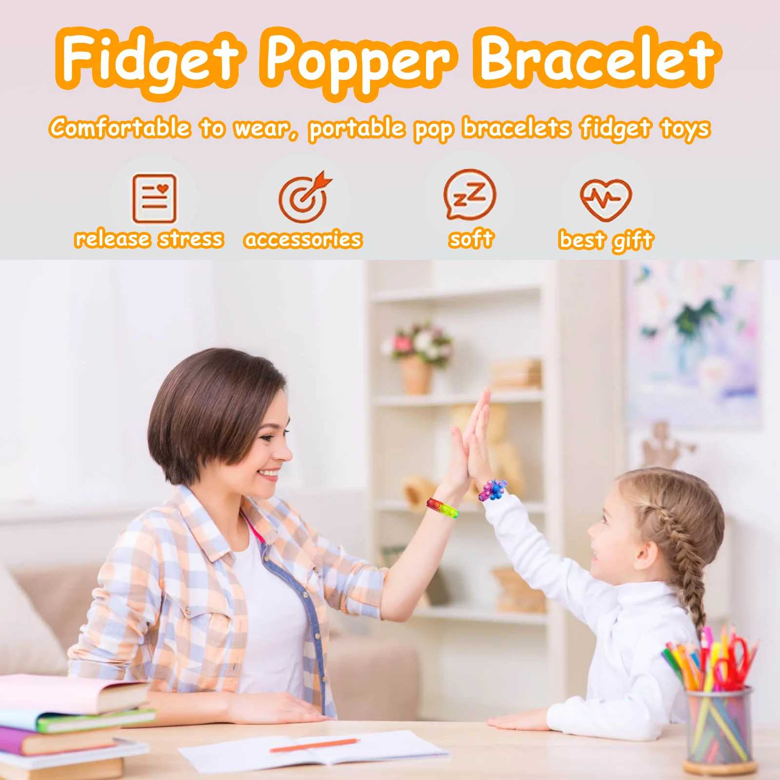Pulsera Pop para ni&ntilde;os y adultos, brazalete de burbujas, usable, pulsera antiestr&eacute;s de Poppers, ayuda con autismo y TDAH-5