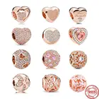 Новинка 2021 г., круглые бусины в форме сердца в форме цветка, подходят для оригинальных шармов Pandora, серебро 925, браслет сделай сам, Женские Ювелирные изделия