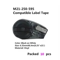 10 pcs Black on Color Replacement Vinyl Label Tape M21-250-595 to M21-750-595 Compatible for Brady BMP21 Plus BMP21 LAB Printers