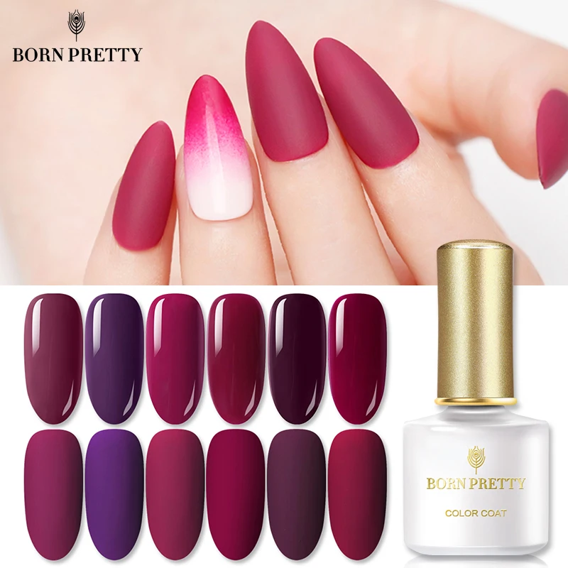 BORN PRETTY Plum Цветной Гель-лак для ногтей 6 мл замачиваемый Гель-лак для Ногтей Стойкий УФ-гель матовый эффект нужно матовое верхнее покрытие