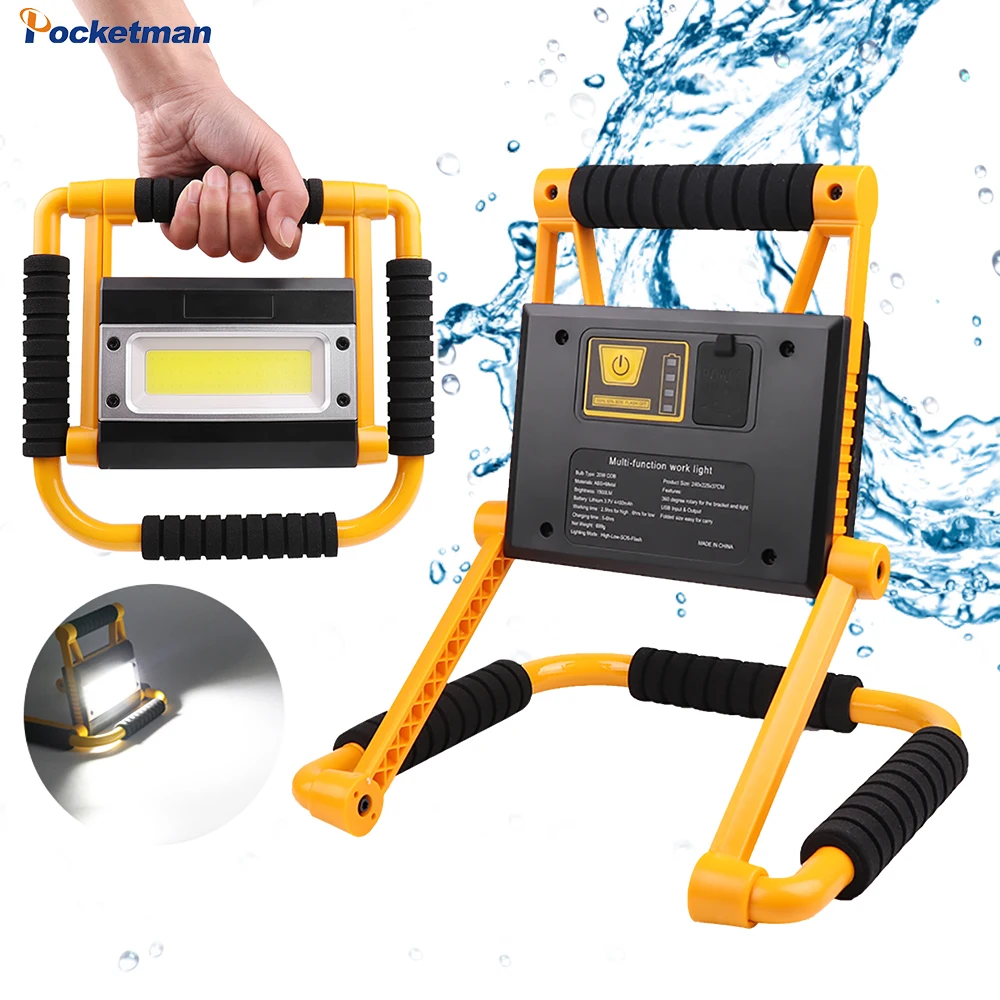 

250W Brightest Work Light Portable COB LED Work Lamp Spotlight USB Rechargeable Searchlight Outdoor Waterproof Floodlight