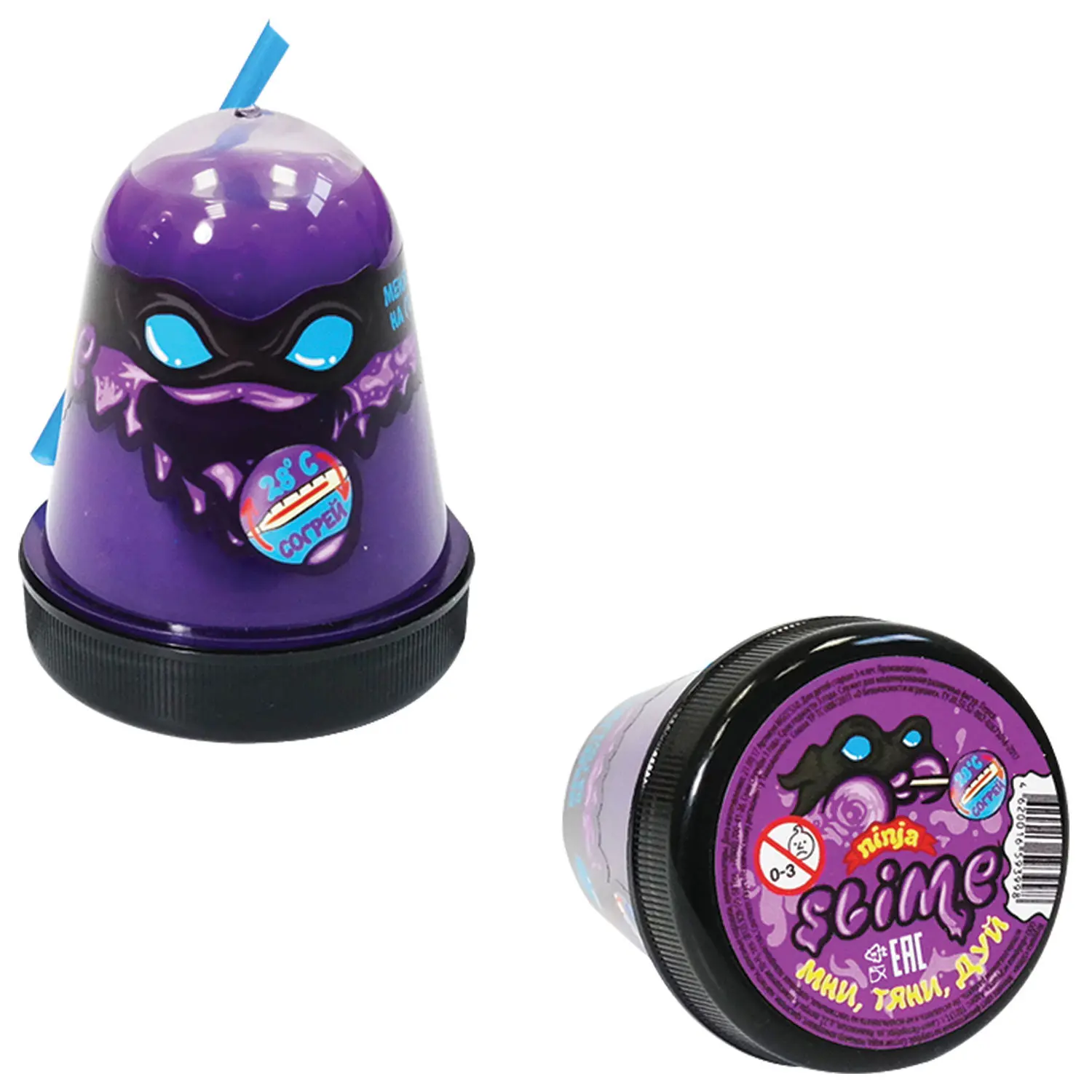 Слайм (лизун) &quotSlime Ninja&quot фиолетовый меняет цвет на голубой 130 г ВОЛШЕБНЫЙ МИР S130-7