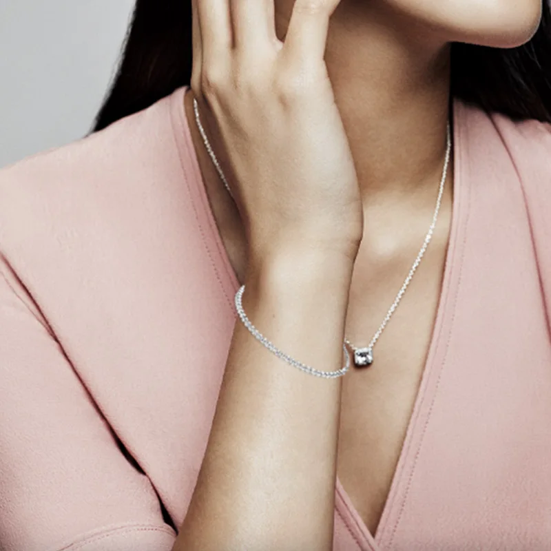 

New Pandora 925 Silver Classic Color Retractable Basic Tennis Ladies Bracelet With Free Box