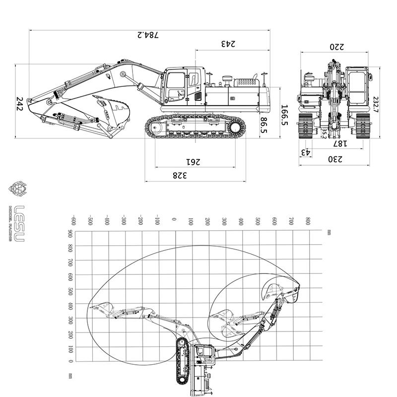Металлический гидравлический экскаватор LESU Komatsu PC360 1/14 с сервоприводом